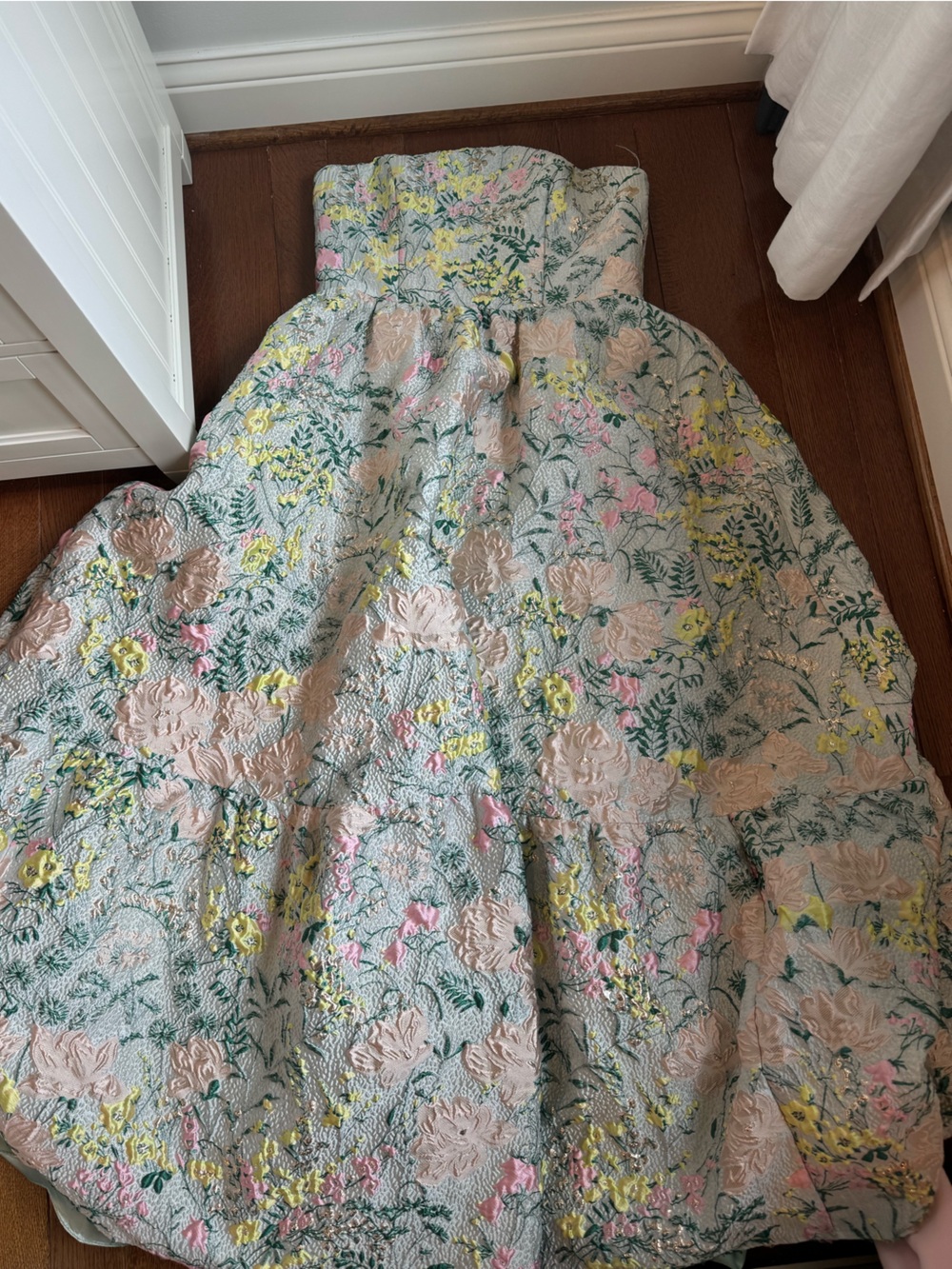 Mac Duggal Multicolor Strapless Floral Brocade A-Line Gown size 10! Worn once - Picture 5 of 7